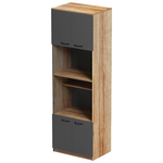 Ντουλάπα Κουζίνας Rowan Pakoworld σε oak-Ανθρακί Απόχρωση 60x42x182εκ