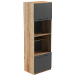 Ντουλάπα Κουζίνας Rowan Pakoworld σε oak-Ανθρακί Απόχρωση 60x42x182εκ