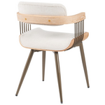 Πολυθρόνα Cameo Pakoworld Μέταλλο Μπρονζέ-White-Wash Ξύλο-Μπέζ Ύφασμα 53x49.5x75.5εκ