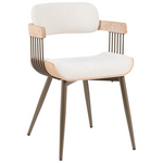 Πολυθρόνα Cameo Pakoworld Μέταλλο Μπρονζέ-White-Wash Ξύλο-Μπέζ Ύφασμα 53x49.5x75.5εκ