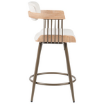 Σκαμπό Μπαρ Cameo Pakoworld Μέταλλο Μπρονζέ-White-Wash Ξύλο-Μπέζ Ύφασμα 53x50x93εκ