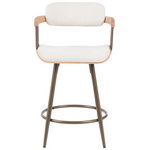 Σκαμπό Μπαρ Cameo Pakoworld Μέταλλο Μπρονζέ-White-Wash Ξύλο-Μπέζ Ύφασμα 53x50x93εκ