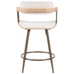 Σκαμπό Μπαρ Cameo Pakoworld Μέταλλο Μπρονζέ-White-Wash Ξύλο-Μπέζ Ύφασμα 53x50x93εκ