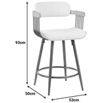 Σκαμπό Μπαρ Cameo Pakoworld Μέταλλο Μπρονζέ-White-Wash Ξύλο-Μπέζ Ύφασμα 53x50x93εκ