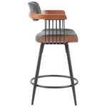 Σκαμπό Μπαρ Cameo Pakoworld Μέταλλο Μαύρο-Καρυδί Ξύλο-Ανθρακί Ύφασμα 53x50x93εκ