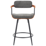 Σκαμπό Μπαρ Cameo Pakoworld Μέταλλο Μαύρο-Καρυδί Ξύλο-Ανθρακί Ύφασμα 53x50x93εκ