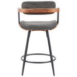 Σκαμπό Μπαρ Cameo Pakoworld Μέταλλο Μαύρο-Καρυδί Ξύλο-Ανθρακί Ύφασμα 53x50x93εκ