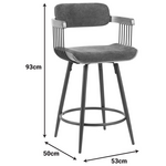 Σκαμπό Μπαρ Cameo Pakoworld Μέταλλο Μαύρο-Καρυδί Ξύλο-Ανθρακί Ύφασμα 53x50x93εκ