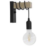 Φωτιστικό Τοίχου-Απλίκα Jemvo Pakoworld e27 Μέταλλο-Ξύλο σε Μαύρη-Φυσική Απόχρωση 15x5.5x60εκ