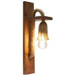 Φωτιστικό Τοίχου-Απλίκα Lamel Pakoworld e27 Ξύλο και Σχοινί σε Φυσική Απόχρωση 10x17x45εκ