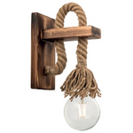 Φωτιστικό Τοίχου-Απλίκα Nenika Pakoworld e27 Ξύλο και Σχοινί σε Φυσική Απόχρωση 14x14x26εκ