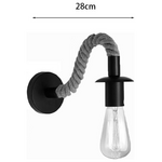 Φωτιστικό Τοίχου-Απλίκα Kaniwel Pakoworld e27 Μέταλλο και Σχοινί σε Μαύρη-Φυσική Απόχρωση 28x10x10εκ