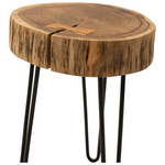 Βοηθητικό Τραπέζι Tripp ι Pakoworld Μασίφ Ξύλο Ακακίας σε Φυσική Απόχρωση-Μαύρα Μεταλλικά Πόδια Φ32x47εκ