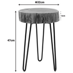 Βοηθητικό Τραπέζι Tripp ι Pakoworld Μασίφ Ξύλο Ακακίας σε Φυσική Απόχρωση-Μαύρα Μεταλλικά Πόδια Φ32x47εκ