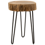 Βοηθητικό Τραπέζι Tripp ι Pakoworld Μασίφ Ξύλο Ακακίας σε Φυσική Απόχρωση-Μαύρα Μεταλλικά Πόδια Φ32x47εκ