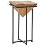 Βοηθητικό Τραπέζι Miles ιι Pakoworld Μασίφ Ξύλο Ακακίας σε Φυσική Απόχρωση με Μαύρα Μεταλλικά Πόδια  29x29x54εκ