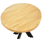 Τραπέζι Royalty i Pakoworld Μασίφ Ξύλο Mango 4εκ σε Φυσική Απόχρωση-Πόδι Μεταλλικό Μαύρο Φ130x77εκ