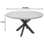 Τραπέζι Royalty i Pakoworld Μασίφ Ξύλο Mango 4εκ σε Φυσική Απόχρωση-Πόδι Μεταλλικό Μαύρο Φ130x77εκ