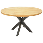 Τραπέζι Royalty i Pakoworld Μασίφ Ξύλο Mango 4εκ σε Φυσική Απόχρωση-Πόδι Μεταλλικό Μαύρο Φ130x77εκ