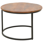 Τραπέζι Σαλονιού Frina Pakoworld σετ 3τεμ Mango Ξύλο σε Καρυδί Απόχρωση με Πόδι Μαύρο Μέταλλο