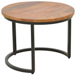 Τραπέζι Σαλονιού Frina Pakoworld σετ 3τεμ Mango Ξύλο σε Καρυδί Απόχρωση με Πόδι Μαύρο Μέταλλο