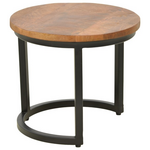 Τραπέζι Σαλονιού Frina Pakoworld σετ 3τεμ Mango Ξύλο σε Καρυδί Απόχρωση με Πόδι Μαύρο Μέταλλο