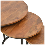 Τραπέζι Σαλονιού Frina Pakoworld σετ 3τεμ Mango Ξύλο σε Καρυδί Απόχρωση με Πόδι Μαύρο Μέταλλο