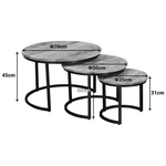 Τραπέζι Σαλονιού Frina Pakoworld σετ 3τεμ Mango Ξύλο σε Καρυδί Απόχρωση με Πόδι Μαύρο Μέταλλο