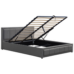 Κρεβάτι Huga Pakoworld με Αποθηκευτικό Χώρο Βελούδο Ανθρακί 160x200εκ