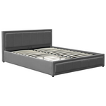Κρεβάτι Huga Pakoworld με Αποθηκευτικό Χώρο Βελούδο Ανθρακί 160x200εκ