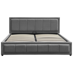 Κρεβάτι Huga Pakoworld με Αποθηκευτικό Χώρο Βελούδο Ανθρακί 160x200εκ