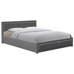 Κρεβάτι Huga Pakoworld με Αποθηκευτικό Χώρο Βελούδο Ανθρακί 160x200εκ