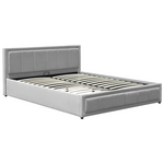 Κρεβάτι Huga Pakoworld με Αποθηκευτικό Χώρο Βελούδο Γκρι 160x200εκ