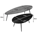 Τραπέζια Σαλονιού Monty Pakoworld 2 τεμ σε Φυσικη-Μαύρου Μαρμάρου Απόχρωση