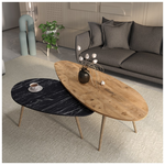 Τραπέζια Σαλονιού Monty Pakoworld 2 τεμ σε Φυσικη-Μαύρου Μαρμάρου Απόχρωση