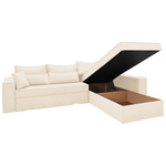 Γωνιακός Καναπές-Κρεβάτι Αναστρέψιμος Venzie Pakoworld Ύφασμα σε Μπεζ Απόχρωση 283x214x83εκ