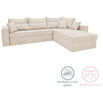 Γωνιακός Καναπές-Κρεβάτι Αναστρέψιμος Venzie Pakoworld Ύφασμα σε Μπεζ Απόχρωση 283x214x83εκ