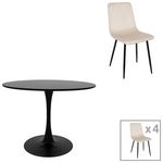 Τραπεζαρία Balou-Grato Pakoworld σετ 5τεμ Μπεζ Φ120x73εκ