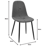 Τραπεζαρία Bella-Balou Pakoworld σετ 5τεμ mdf Μαύρο-Ύφασμα Γκρι Φ100x73εκ