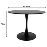 Τραπεζαρία Bella-Balou Pakoworld σετ 5τεμ mdf Μαύρο-Βελούδο Ανθρακί Φ100x73εκ