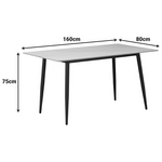 Τραπεζαρία Gustas-Renish Pakoworld σετ 7τεμ Γκρι Μαρμάρου -Μπουκλέ Γκρι 160x80x75εκ