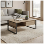 Τραπέζι Σαλονιού Bendon Pakoworld σε Sonoma-Μαύρη Απόχρωση 100x60x44.5εκ