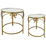 Βοηθητικό Τραπέζι Frensia Inart σετ 2τεμ  Μέταλλο σε Χρυσή Απόχρωση