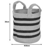 Διακοσμητικό Καλάθι Mibra Inart Βαμβάκι-Γιούτα σε Μπεζ-Μαύρη Απόχρωση Φ30x30εκ