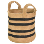 Διακοσμητικό Καλάθι Mibra Inart Βαμβάκι-Γιούτα σε Μπεζ-Μαύρη Απόχρωση Φ30x30εκ