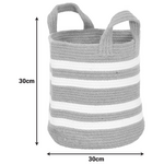 Διακοσμητικό Καλάθι Mibra Inart Βαμβάκι-Γιούτα σε Μπεζ-Λευκή Απόχρωση Φ30x30εκ