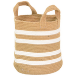 Διακοσμητικό Καλάθι Mibra Inart Βαμβάκι-Γιούτα σε Μπεζ-Λευκή Απόχρωση Φ30x30εκ