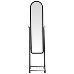 Καθρέπτης Τροχήλατος Lomna Pakoworld pp-Μεταλλικός με Ράφι σε Μαύρη Απόχρωση 38.5x37.5x160εκ