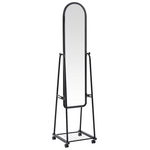 Καθρέπτης Τροχήλατος Lomna Pakoworld pp-Μεταλλικός με Ράφι σε Μαύρη Απόχρωση 38.5x37.5x160εκ