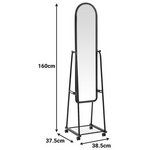 Καθρέπτης Τροχήλατος Lomna Pakoworld pp-Μεταλλικός με Ράφι σε Λευκή Απόχρωση 38.5x37.5x160εκ